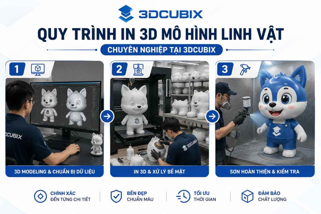 Quy trình in 3D mô hình linh vật chuyên nghiệp tại 3DCUBIX