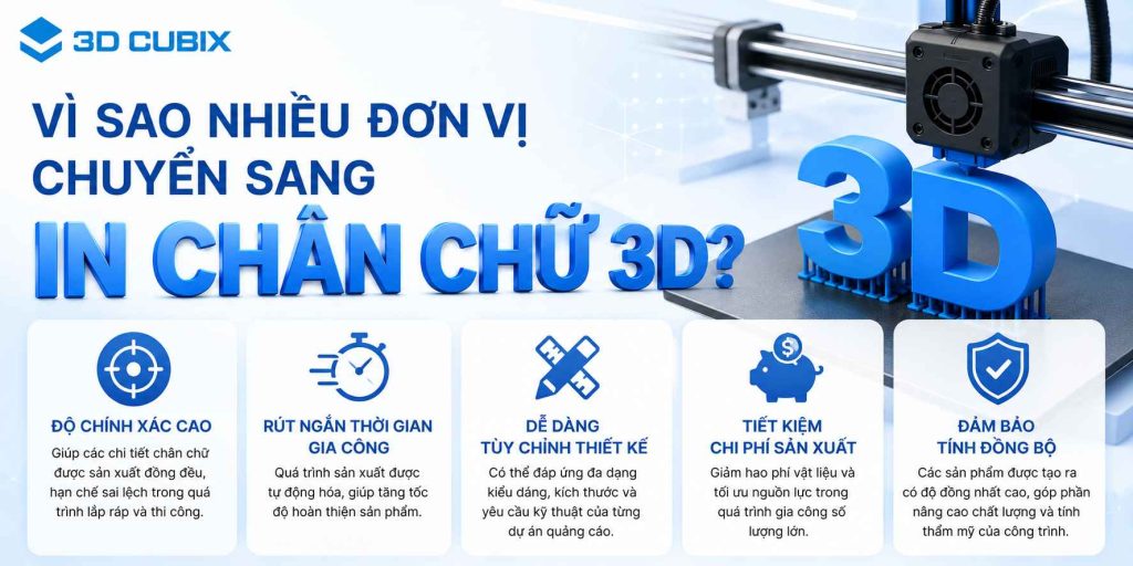 Vì sao nhiều đơn vị chuyển sang in chân chữ 3D?