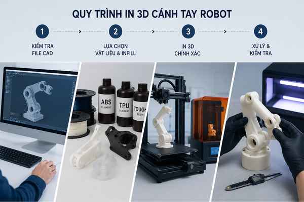 Quy trình in 3D cánh tay robot tại 3DCUBIX