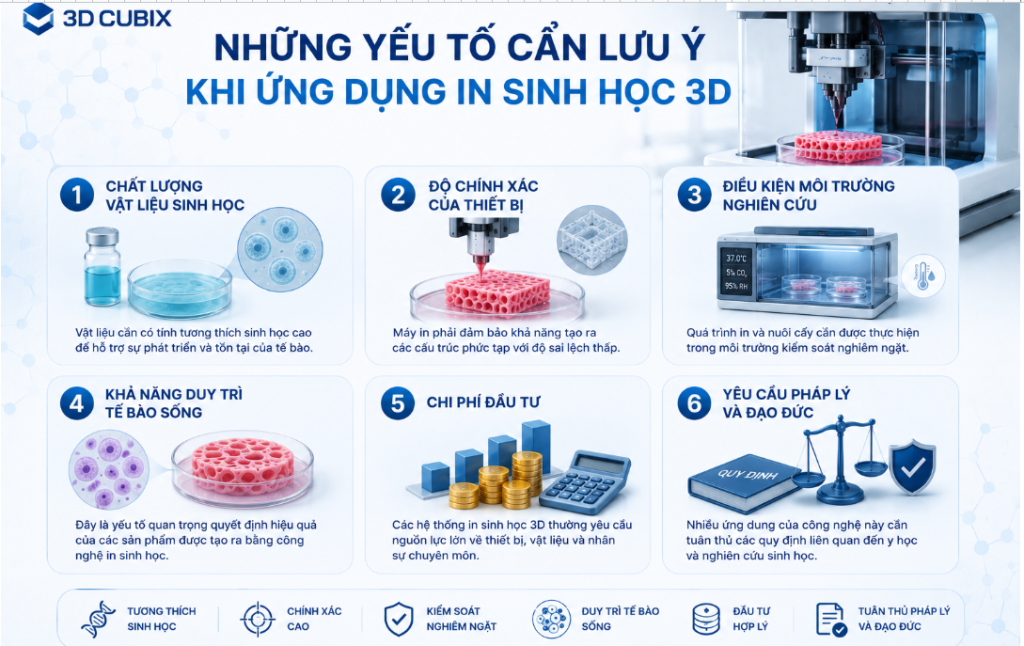 Những yếu tố cần lưu ý khi ứng dụng in sinh học 3D