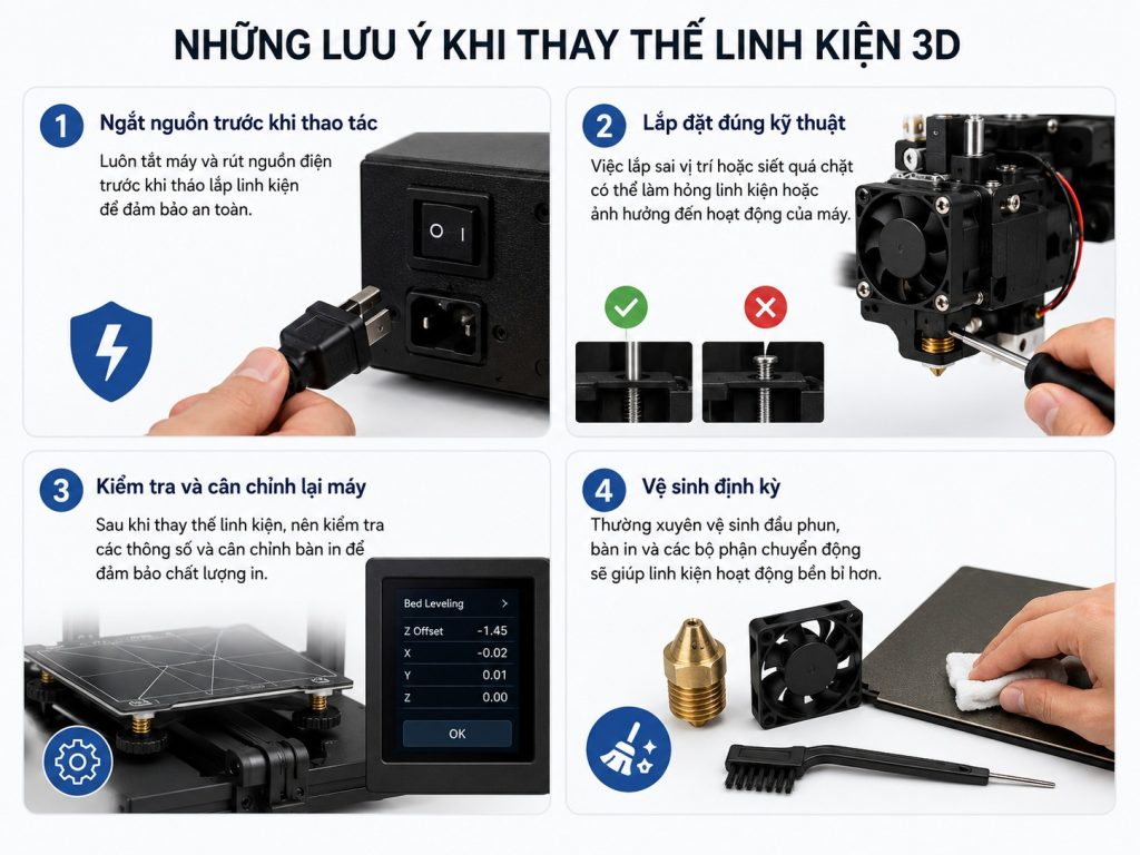 Lưu ý khi thay thế linh kiện 3D
